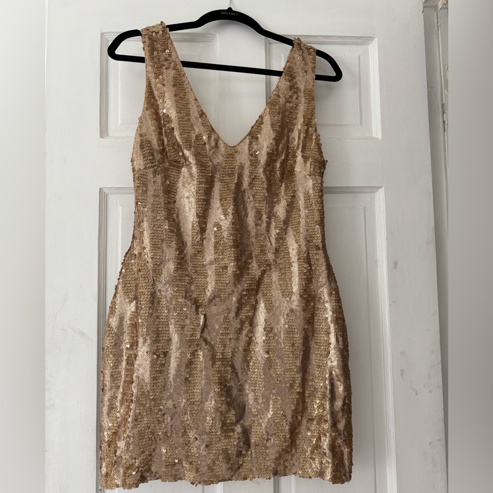 Ark & Co Gold Sequin Sheath Mini Dress